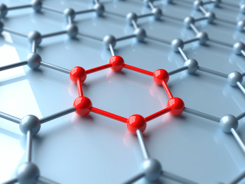 Close-up illustration of a molecular structure highlighting the chemical composition of ocimene, a terpene commonly found in cannabis and other aromatic plants.