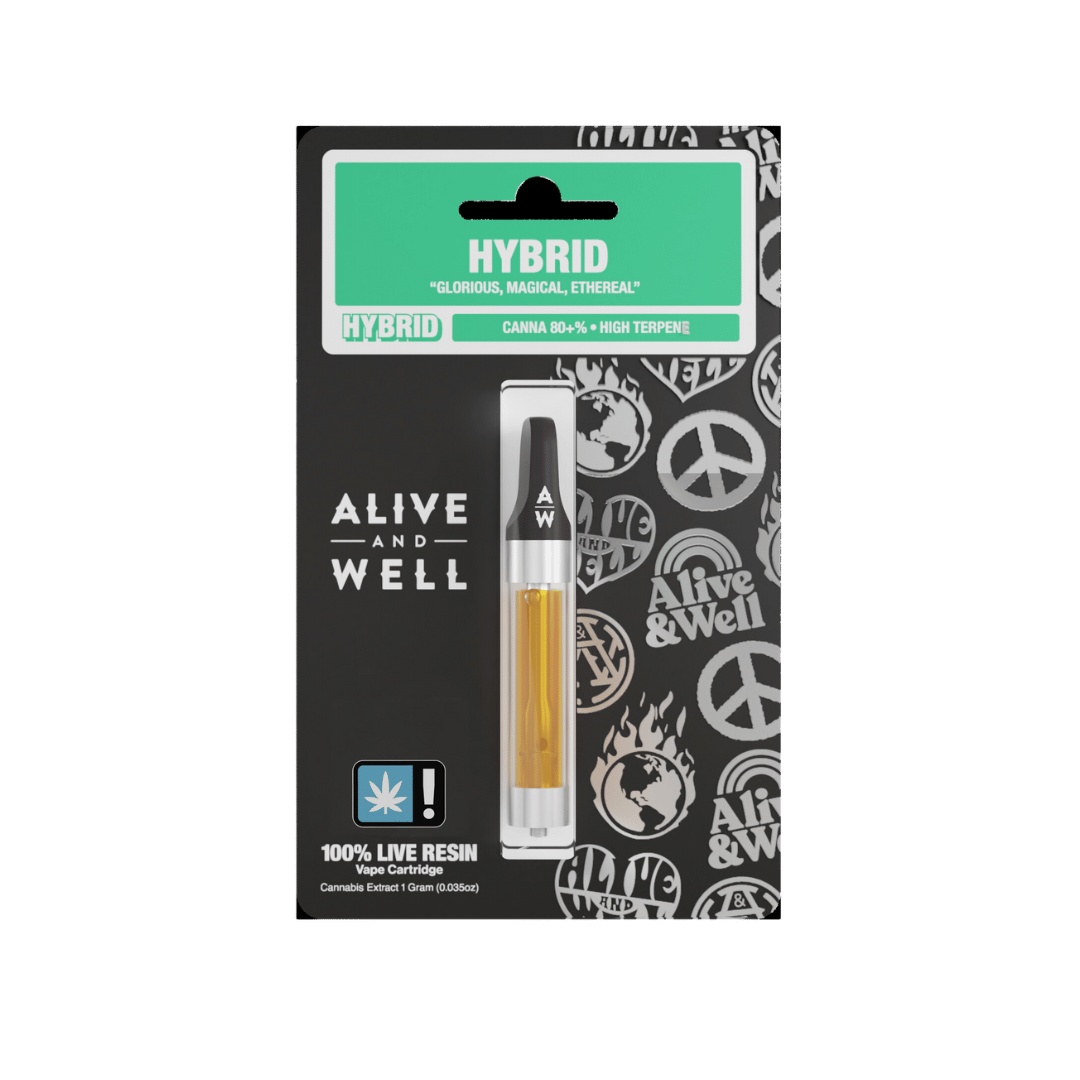 THCA Live Resin Cartridge Hybrid - 1G, Hybrid strain, 100% live resin for high potency and terpene profile. Perfect for cannabis connoisseurs seeking quality vaping experience.