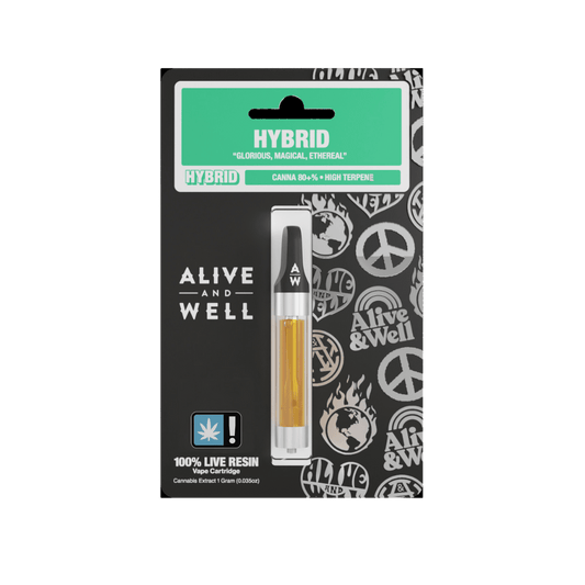 THCA Live Resin Cartridge Hybrid - 1G, Hybrid strain, 100% live resin for high potency and terpene profile. Perfect for cannabis connoisseurs seeking quality vaping experience.