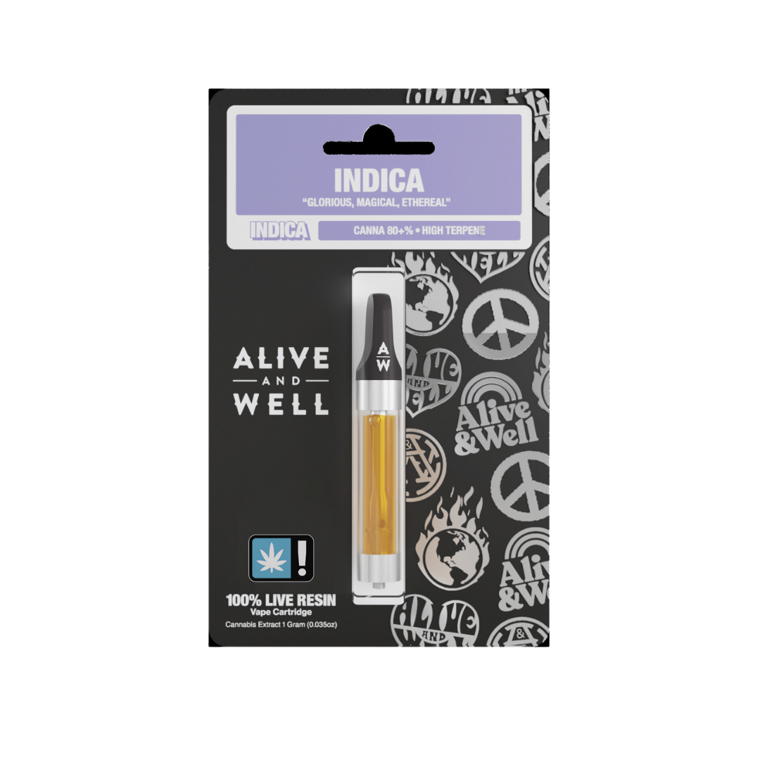 Alive & Well THCA Live Resin Vape Cartridge - Indica Strain - 1 Gram