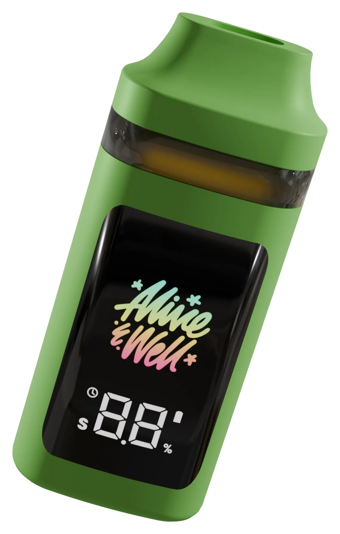 Alive & Well Lime Green Digital Disposable THCa Vape Device with Digital Display